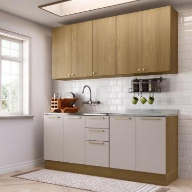 Imagem de Cozinha Compacta 4 Peças com Tampo 200cm Elegance Luciane Móveis - Kit