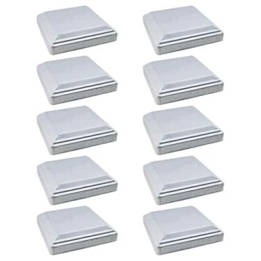Imagem de Tsnamay 10 peças de tampas de poste de deck cinza 10 x 9 cm de ferro galvanizado para caixas de correio de varanda de deck capas de metal
