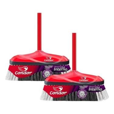 Imagem de Kit 2 Vassouras Cerdas Varre Muito Interna Com Cabo Para Pisos Delicados