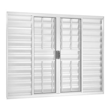 Imagem de Janela Veneziana Alumínio Brilhante 6 Folhas Com Grade Central 100x200x8cm Ecosul