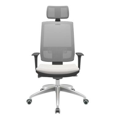 Imagem de Cadeira Office Brizza Tela Cinza Com Encosto Assento Facto Dunas Branc