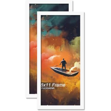 Imagem de FULDGAENR Conjunto de 2 porta-retratos 12 x 28, molduras brancas para certificado de pôster, 12,7 x 28 cm, moldura de parede/mesa de alta transparência com visor vertical horizontal (pacote com 2 |