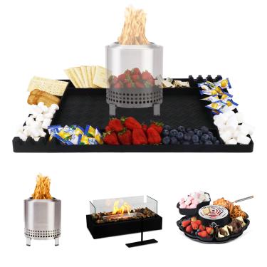 Imagem de Tapete de silicone para fogão solo mesa XL e fogueira de mesa, tapete de grelha resistente ao calor, acessórios de lareira interna, almofada de cozinha portátil para Smores Maker, deck, pátio