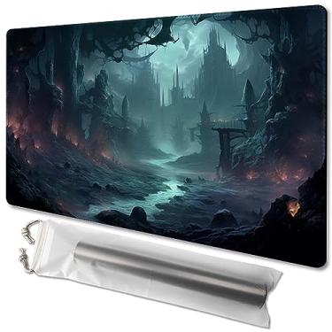 Imagem de MTG Playmat Size 24x14in Free Storage Bags Non-Slip Backing, Ideal for Card Game Enthusiasts TCG Playmat (Old Castle-No Deck)