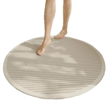 Imagem de Tapete redondo seguro tapete de chuveiro antiderrapante, tapetes de banho confortáveis com dreno, tapetes de banheiro bucha de PVC para áreas molhadas, acessórios de banheiro de secagem rápida