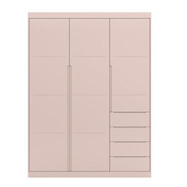Imagem de Guarda Roupa Infantil Perola 4 Portas MDF Alto Brilho Rosê Pheonix Bab
