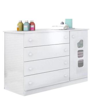 Imagem de Comoda Infantil Livia 4 Gavetas MDF Alto Brilho Branco Pheonix Baby