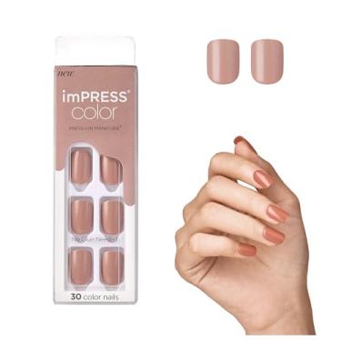 Imagem de (Sandbox) - KISS imPRESS Colour Press-On Manicure, Gel Nail Kit, PureFit Technology, Short Length, "Sandbox", Polish-Free Solid Colour Mani, Includes Prep Pad, Mini File, Cuticle Stick, and 30 Fake Nails