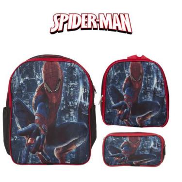 Imagem de Kit Mochila Escolar Homem Aranha Costas Passeio Reforçada - Toys 2U