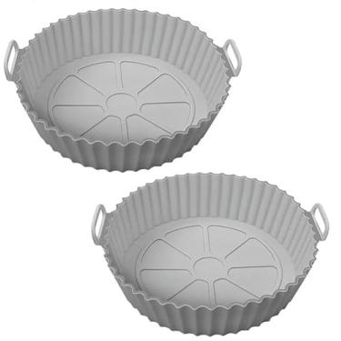 Imagem de Kit 2 Formas Cesta Redonda Antiaderentes Para Air Flyer Em Silicone Reutilizável Resistente Ao Calor Para Forno Micro-Ondas Cores Sortidas FyW ACESSÓRIOS