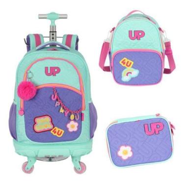 Imagem de Kit Mochila Carrinho Rodinhas 360 Led Up4You Porta Laptop