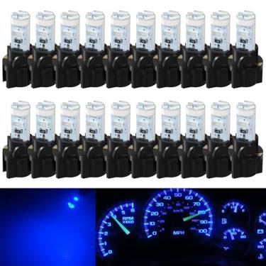 Imagem de GLOFE 20 peças de luzes LED T5 para painel de carro T5 37 74 lâmpada LED com soquete de trava giratória, substituição de luz PC74 PC37 super brilhante para painel de instrumentos painel indicador de