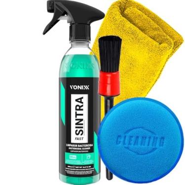 Imagem de Kit Automotivo Sintra Fast Vonixx 500ml Limpador Bactericida Toalha Karbox e Aplicador Pincel Karbox