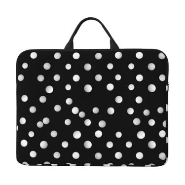 Imagem de Capa para laptop preta e branca com bolinhas, bolsa para laptop, capa protetora para notebook de 14 polegadas