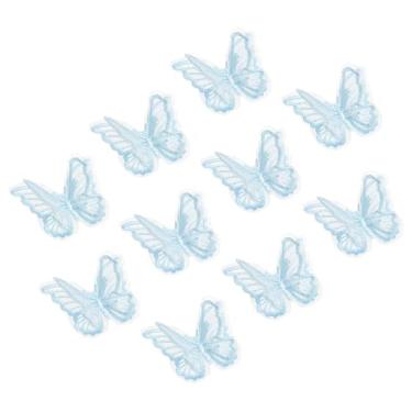 Imagem de PATIKIL 10 enfeites de apliques de borboleta, 5 cm de renda de camada dupla de organza costurados em apliques para casamento, vestido de noiva, roupas, chapéu, cortina, azul