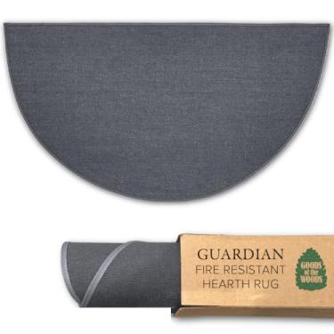 Imagem de Goods of the Woods Tapete de fibra de vidro meio redondo de carvão de 1,5 m – proteção à prova de fogo de 537 °C, certificado NFPA Classe 1, 50% mais grosso, revestimento de vinil antiderrapante