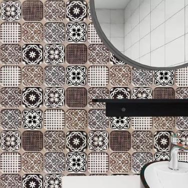 Imagem de ESSMOKO 40 * 200 cm retro marroquino 3D flor azulejo adesivos de parede cozinha banheiro fundo papel de parede autoadesivo anti-óleo adesivos