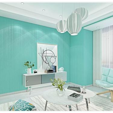 Imagem de Papel de parede moderno não tecido listrado vertical não autoadesivo cor sólida quarto sala de estar restaurante decoração papel de parede azul verde 53 * 950 cm