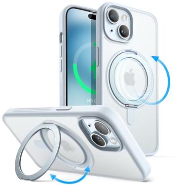 Imagem de JETech Capa de Anel Giratório de 360 Graus para iPhone 15 6,1 Polegadas Compatível com MagSafe, Case de Telefone Fina Capinha à Prova de Choque com Suporte & Suporte de Anel (Azul)