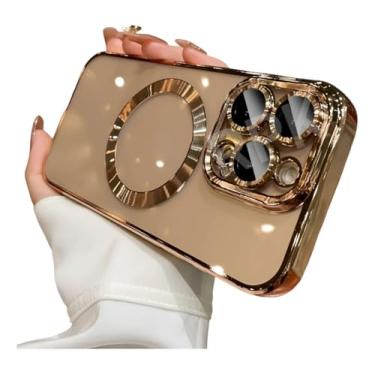 Imagem de Capa com proteção nas lentes da câmera desert titanium compatível com carregamento magnético para iphone 16 pro