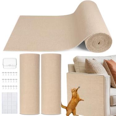 Imagem de Abbylike 299 x 40 cm, 2 peças, protetor de móveis para gatos, autoadesivo, tapete antiarranhões para gatos, capa antiarranhões durável para torres e almofada de substituição (Cáqui)
