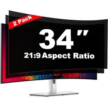 Imagem de Pozlle Protetor de tela de privacidade de computador de 34 polegadas [pacote com 2] para monitor panorâmico de mesa 16:9 - filtro de privacidade de luz azul antirreflexo e película protetora de