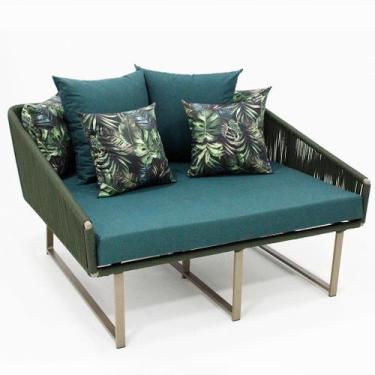 Imagem de Sofá Chaise Alstroeméria em Corda Náutica e Aluminio com Almofadas Imp