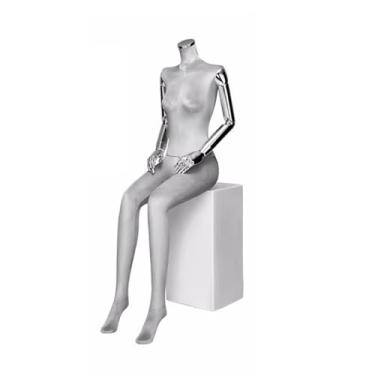 Imagem de Mannequin Manequins femininos para varejo em lojas de roupas, manequim de corpo inteiro de 53,54 pol. de altura, braços e cabeça removíveis e giratórios(Gray)
