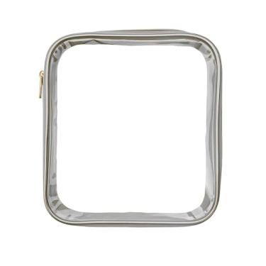 Imagem de Estojo Box Transparente com Zíper, Design Resistente, Amplo Espaço para Organização, Visual Clean, Preto (Prata)