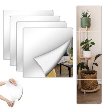 Imagem de Azulejos de espelho de acrílico, espelhos quadrados de acrílico autoadesivos para crianças, folhas de espelho flexíveis, adesivos de parede sem vidro, pequenos espelhos cortáveis para decoração de