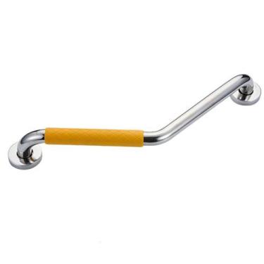 Imagem de Barra Apoio Angular 25x25cm Inox Borracha Antiderrapante Idoso Criança