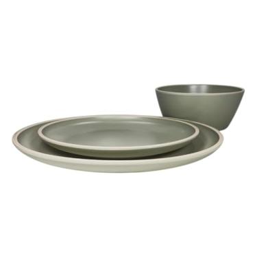 Imagem de Conjunto Para Cozinha Mesa Posta Pratos + Tigela Melamina Plástica (VERDE)