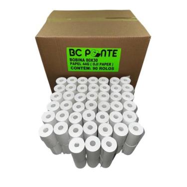 Imagem de Bobina Térmica 80x30 Branca 90 Unidades Cupom Fiscal Para Impressora P