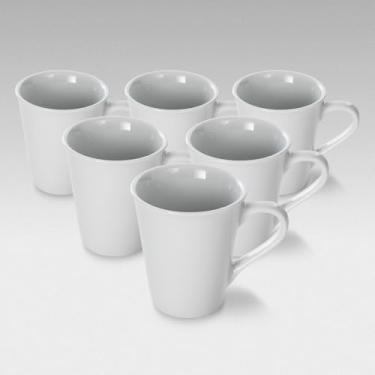 Imagem de Kit com 6 Peças de Canecas Tulipa de Porcelana, 300 ml, 9 x 11 cm