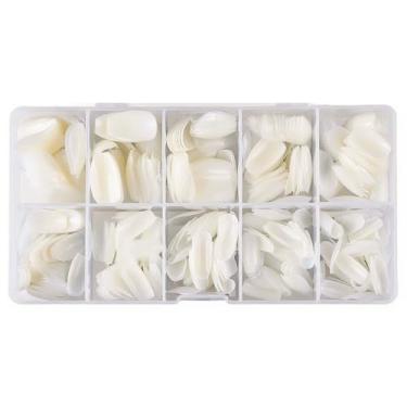 Imagem de Beuniar Pontas de unhas de acrílico, caixão curto, 500 peças, ponta artificial de unhas postiças, capa completa, 10 tamanhos com caixa para salões de arte e bricolage em casa (natural)