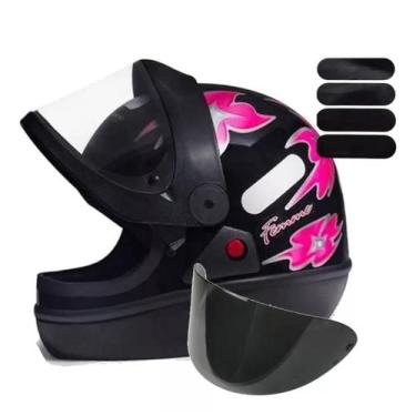 Imagem de Capacete San Marino Femme Branco Mais Viseira Fumê E Adesivo Preto, 56