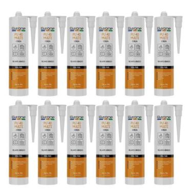Imagem de 12 Cola Selante Adesivo Multiuso Flex Pu 40 Cinza 400 Gr - Cibra Selan