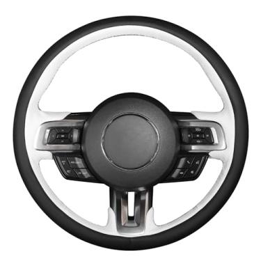 Imagem de MEWANT Capa de volante costurada à mão para Ford Mustang 2015-2023 Acessórios de volante para Ford Mustang