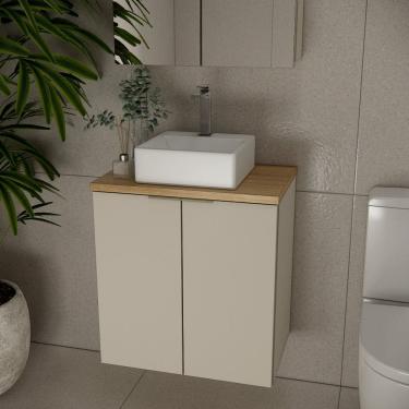 Imagem de Gabinete de Banheiro 60cm Gab4008 Marrom Panna / Carvalho