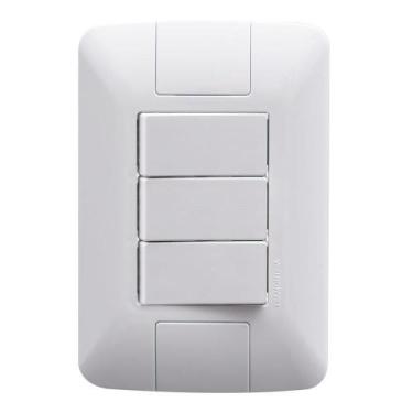 Imagem de Interruptor Aria Tramontina 3 Teclas Simples 6A com Placa Branco