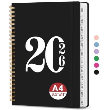 Imagem de Agenda 2026, agenda semanal e mensal, janeiro de 2026 a dezembro de 2026, agenda de calendário de capa dura com abas e bolso interno, material escolar para mulheres e homens - A4 (21,6 cm x 28 cm