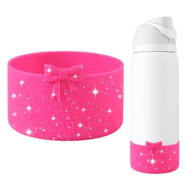 Imagem de GAISHION Bota com laço de silicone com glitter compatível com garrafas de água Owala de 946 ml, capa protetora antiderrapante para garrafas de água de aço inoxidável FreeSip, Twist e Flip - Rosa