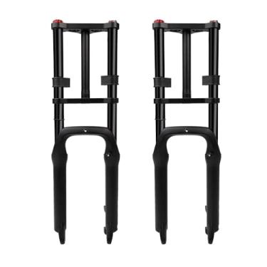 Imagem de TIANXON Garfos de suspensão de bicicleta coroa dupla 20 * 4 polegadas garfo de pneu gordo 1-1/8" direção reta sem rosca 135 mm viagem MTB Snow Beach Garfos dianteiros elétricos de bicicleta