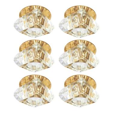 Imagem de 6 Spot Em Cristal Embutido Base Inox Dourada Quarto Bet11 - Acienda