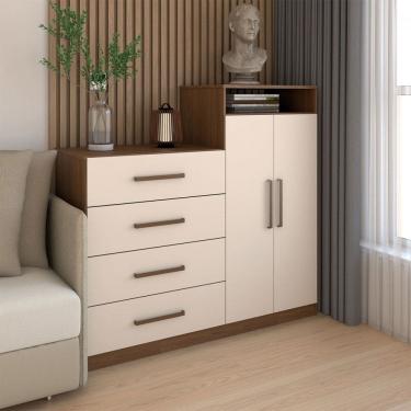 Imagem de Cômoda Patronum 2 Portas 4 Gavetas Amêndola/Off White - Panorama Móveis