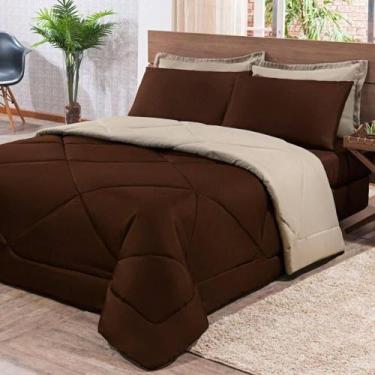 Imagem de Kit Edredom + Jogo De Lençol Aconchego Look House Dupla Face Solteiro 