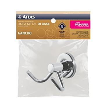 Imagem de Atlas - Gancho com Duas Hastes de Metal Polido Di Base com Buchas e Parafusos para Fixação Dupla