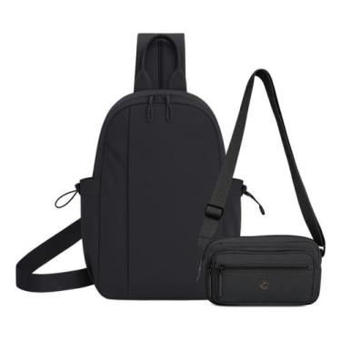 Imagem de Kit Bolsa Transversal Nylon + Shoulder Bag Unissex Moderna - Alwy