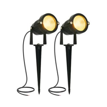 Imagem de AHXALEDE Projetores de paisagem LED de baixa tensão 5W 12V 24V luzes de caminho de jardim à prova d'água IP66 paredes brancas quentes árvores bandeiras de paisagem externa com estacas (2P)