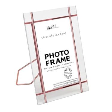 Imagem de pbf PHOTO BOOTH FRAMES Porta-retrato de acrílico 10 x 15 cm, suporte de vidro transparente, estilo minimalista moderno, suporte de cavalete de mesa 15 x 10 cm (1, ouro rosa - 13 x 18 cm)